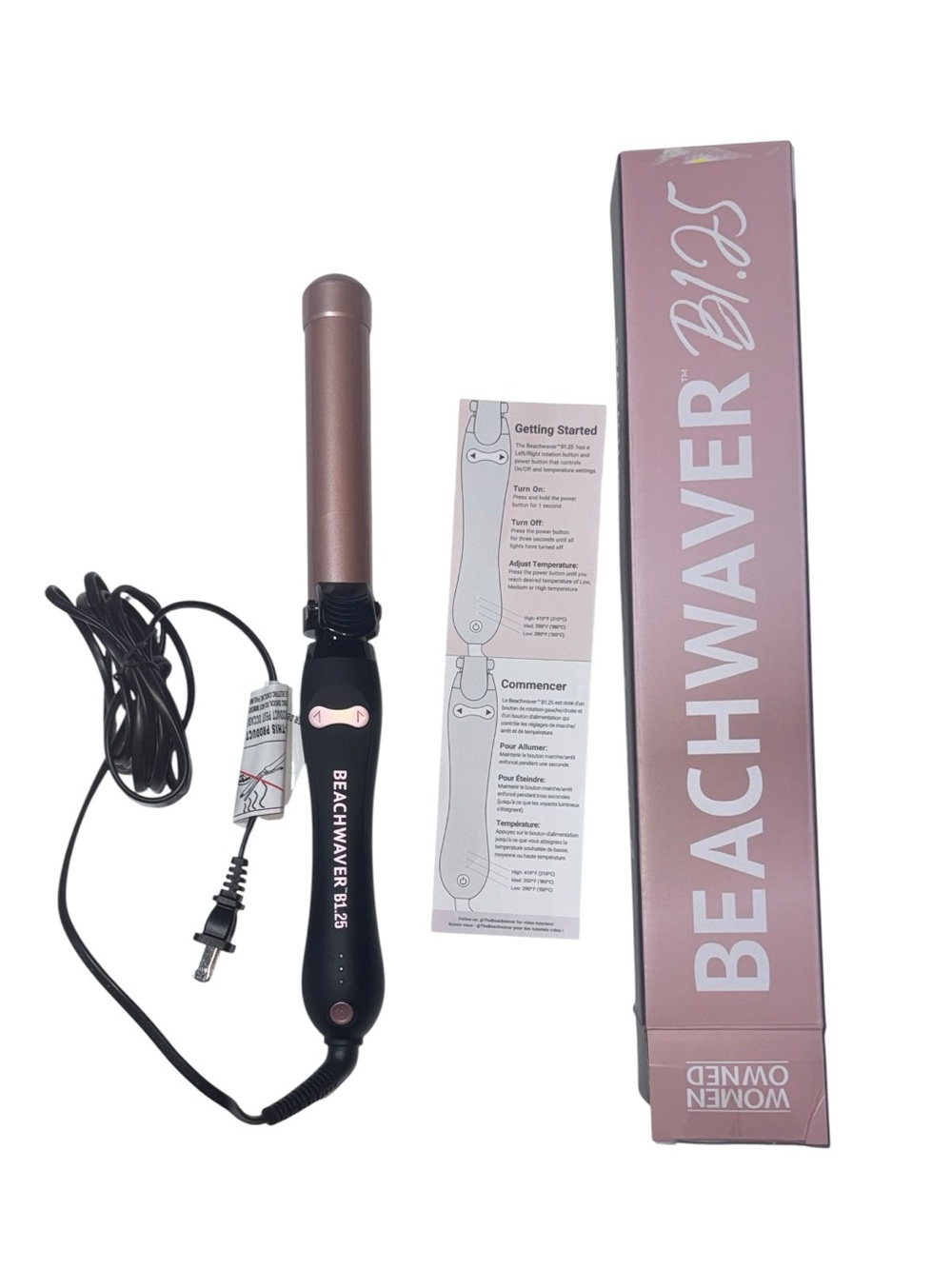 Beachwaver Co. (NWT) Pink and Black Rotating Curling Wand - Picture 2 of 12